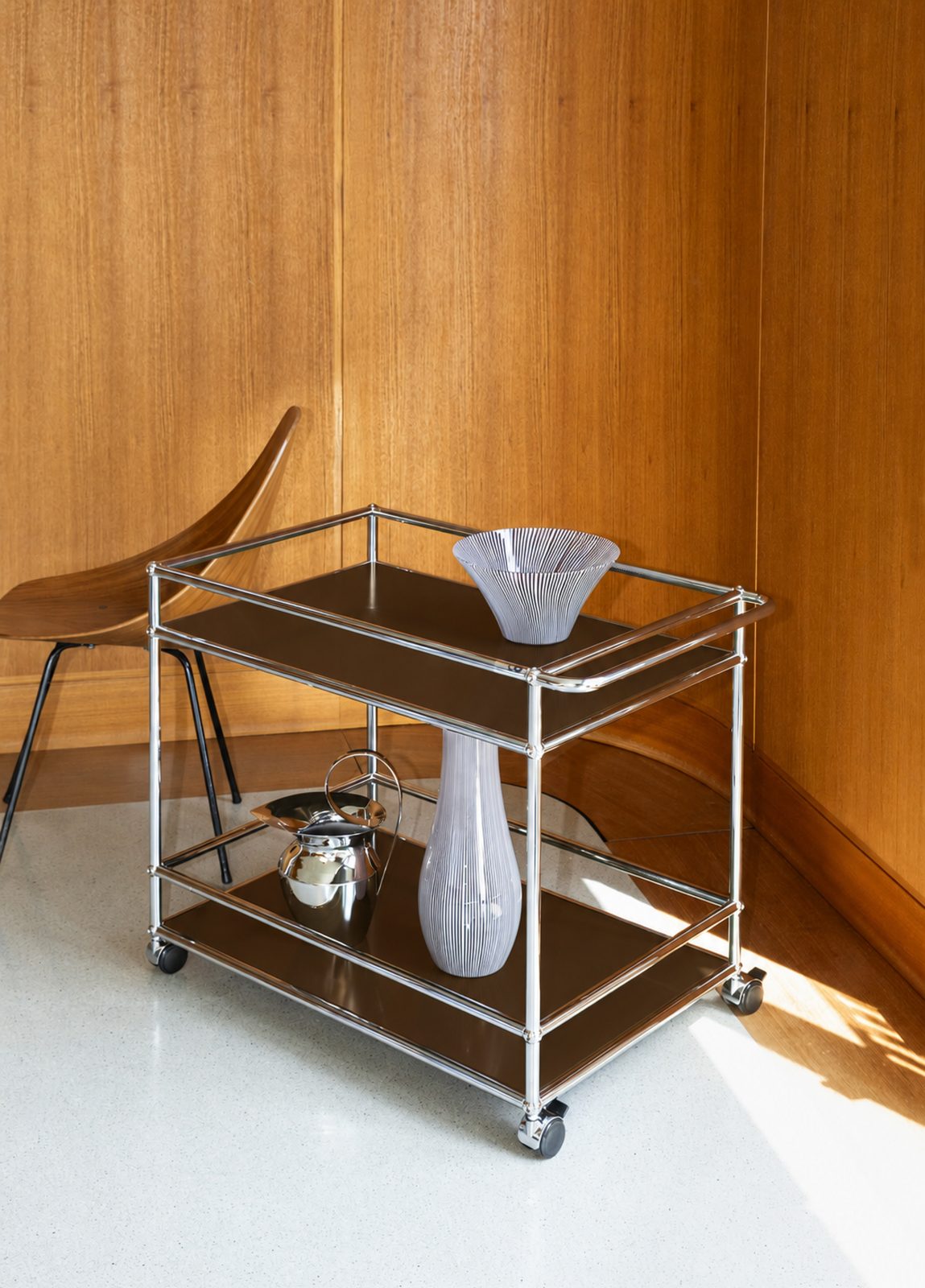 USM Haller Kahverengi Metal Tekerlekli Servis Arabası 75x50x68 cm - görsel 2